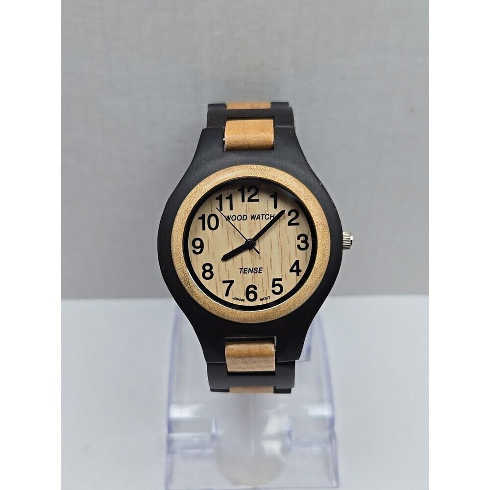 Tense Wood Watch Two Tone Maple Sandalwood Analog Quartz New Battery Womens